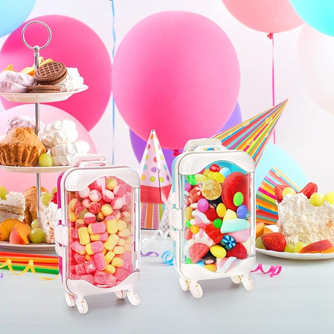Yopay 12 Pack Mini Suitcase Candy Box, Tiny Gift Packaging Box for Girls Birthday Party, Wedding, Family Vacation, Jewelry, False Eyelashes Storage, 6Color