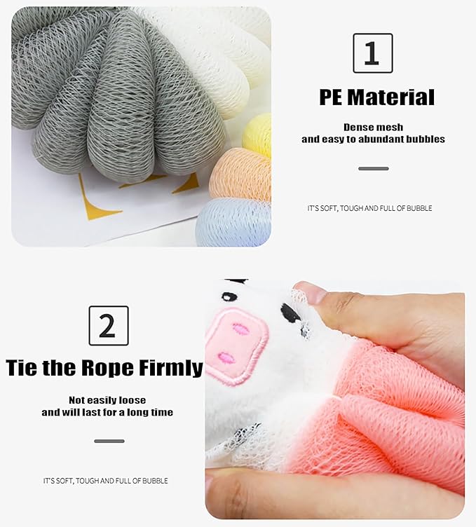 MURRI&MURRDI 2 Pcs Bath Loofahs for Kids, Soft Child Sponge for Shower Animal Body Scrubber for Kids Sponge for Bathing Cartoon Body Loofah Exfoliating Bathing Scrubber 55g (2 Cartoon A)
