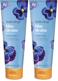 Bodycology Shea Butter Body Cream, Blue Denim, 8 oz (Pack of 2)