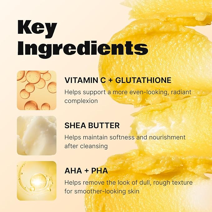LALARECIPE Yuzu Vitamin C 3-in-1 Gommage Cleansing Balm, Korean Makeup Remover with AHA for Blackheads & Exfoliation, Vegan Facial Cleanser for All Skin Types (1.69 Fl Oz / 50ml)