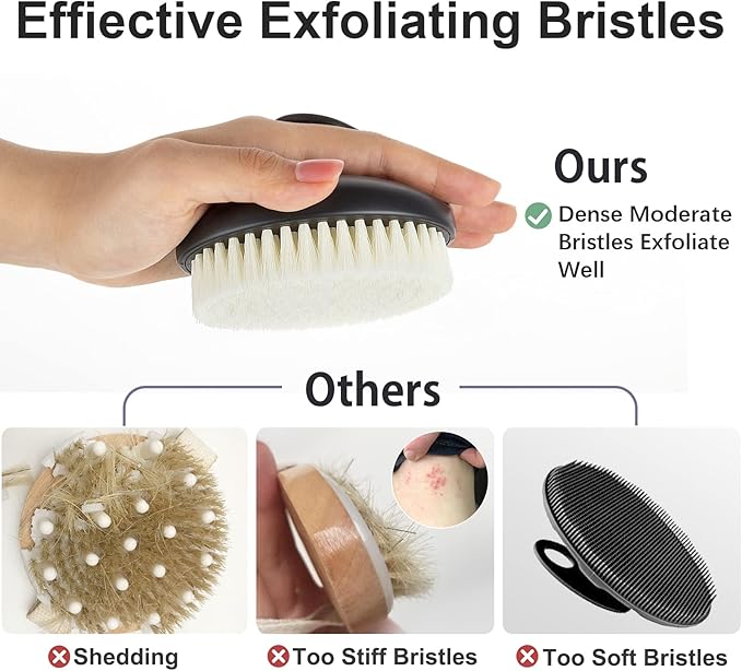 Dry Brushing Body Exfoliating Brush, Anti Slip Body Scrubber for Shower, Shower Body Cleaning Brush for Deep Cleansing & Soften Skin, Improve Circulation (Black)