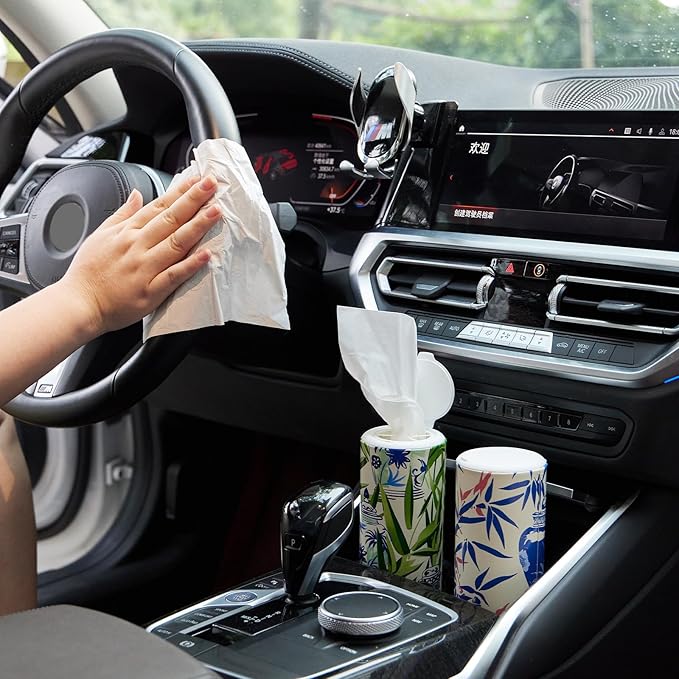 Car Tissue Holder,Tissue Box, Car Tissues Cylinder with Cap, Car Tissues Holder, Car Tissues Holder Round Container(4pk/200 Sheets)