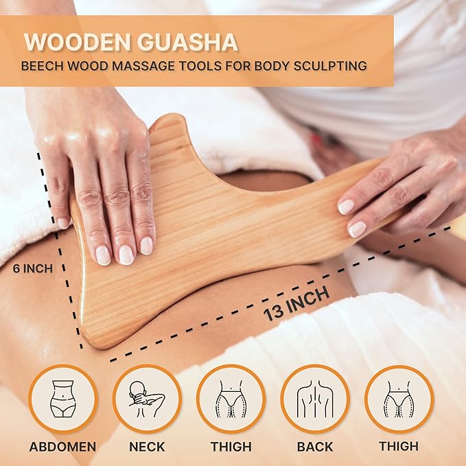 Wood Therapy Massage Tools 6-in-1, Lymphatic Drainage Massager Maderoterapia Kit - Anti Cellulite Body Sculpting & Contouring Wood Therapy Kit for Muscle Pain Relief & Deep Tissue Relaxation