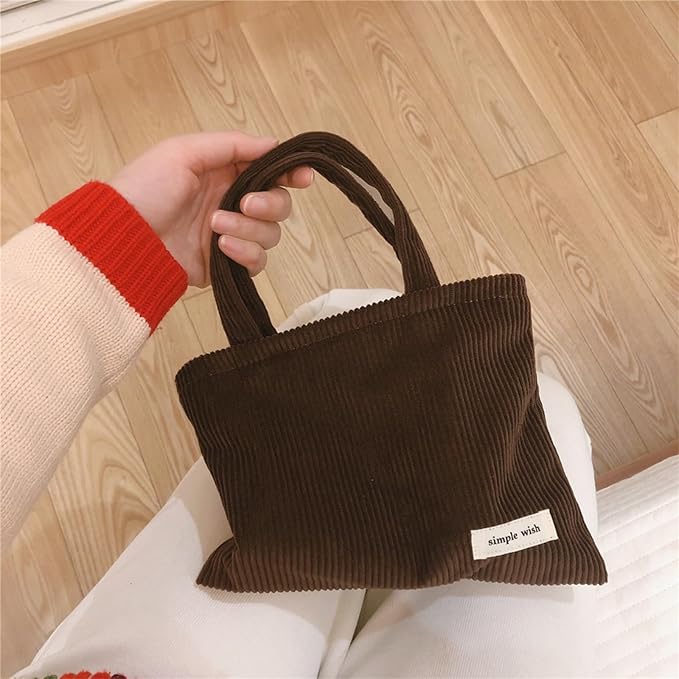 Wudygirl Makeup Bag Travel Cosmetic Bag for Women Small Makeup Pouch with Handle Zipper Cosmetic Pouch Handbag Aesthetic (Coffee)