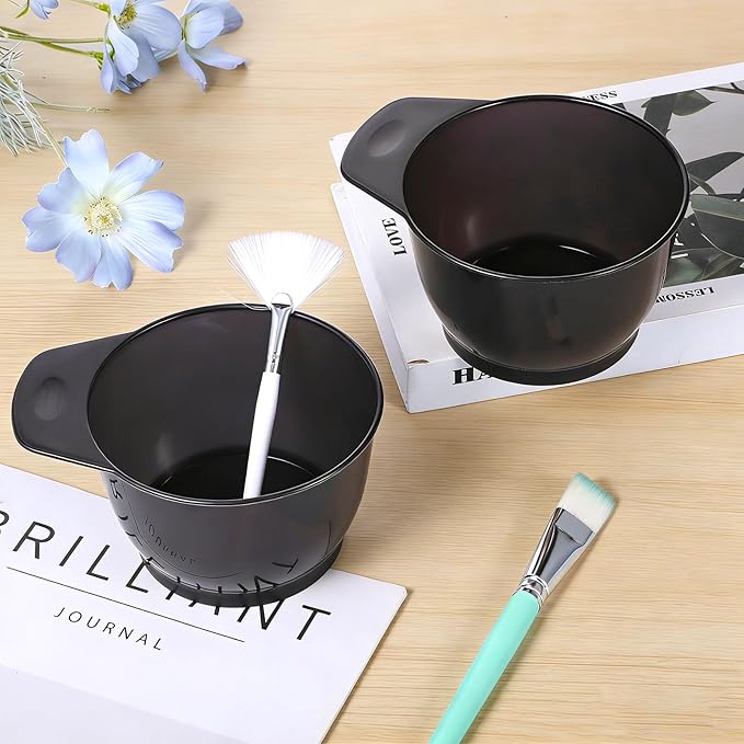 2 Pcs Hairs Dye Bowles Hair Color Bowl Plastic Hair Color Mixing Tint Bowls Applicator Bowls Hairs Dyeing Coloring Tools for Salon (Transparent Black)
