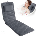 Bath Pillow for Tub with Laundry Bag & 17 Non-Slip Suction Cups, Extra Thick and Soft Bathtub Pillow for Head, Neck & Shoulder Support, 51" x 16" Grey
