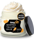 HolyCow Beef Tallow For Skin - Whipped Tallow Balm with Organic Jojoba Oil (Orange Vanilla), Grass Fed Beef Tallow Face Moisturizer for Eczema, Baby, Lip Balm - Lotion For Extremely Dry Skin