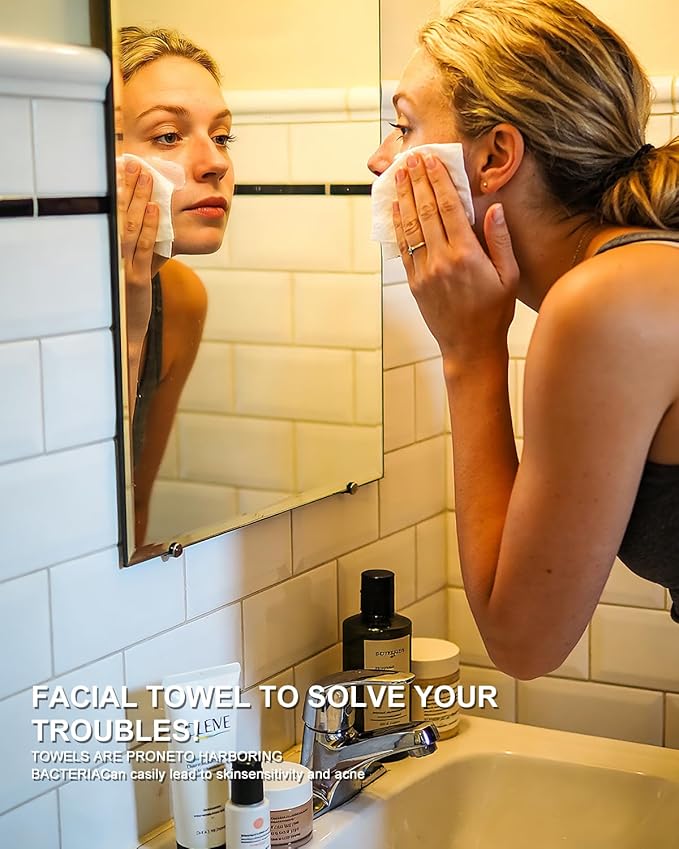 Face Towels,50 Count,10"x12"Disposable Face Towel,Makeup Remover Face Towelettes Disposable,Sensitive Skin&Daily Skin Care