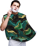 Non-Stick Beard Shaving Bib, Hair Catcher Apron with Suction Cups, Waterproof Grooming Tool for Men Husband, Teal Turquoise Green Gold Black Marble Shave Bib