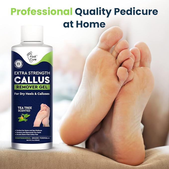 Callus Remover for Feet with Extra Strength Gel & Foot Pumice Stone Set - Easy Way to Remove Hard Calluses & Dead Skin Build-Up - Professional At-Home Foot Care for Men & Women - Made in the USA