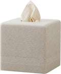 Tissue Box Cover Square, Resin Facial Tissue Holder Covers Cube Toilet Paper Holder Case Dispenser Home Decorative for Bathroom Kitchen Bedroom Living Room Office (Beige)