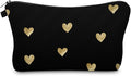 Cute Travel Makeup Bag Cosmetic Bag Small Pouch Gift for Women (Brushed Gold Heart)