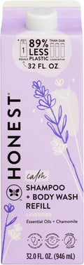The Honest Company 2-in-1 Cleansing Shampoo Body Wash Refill Carton Gentle for Baby, Naturally Derived, Tear-free, Hypoallergenic, Lavender Calm, 32 fl oz