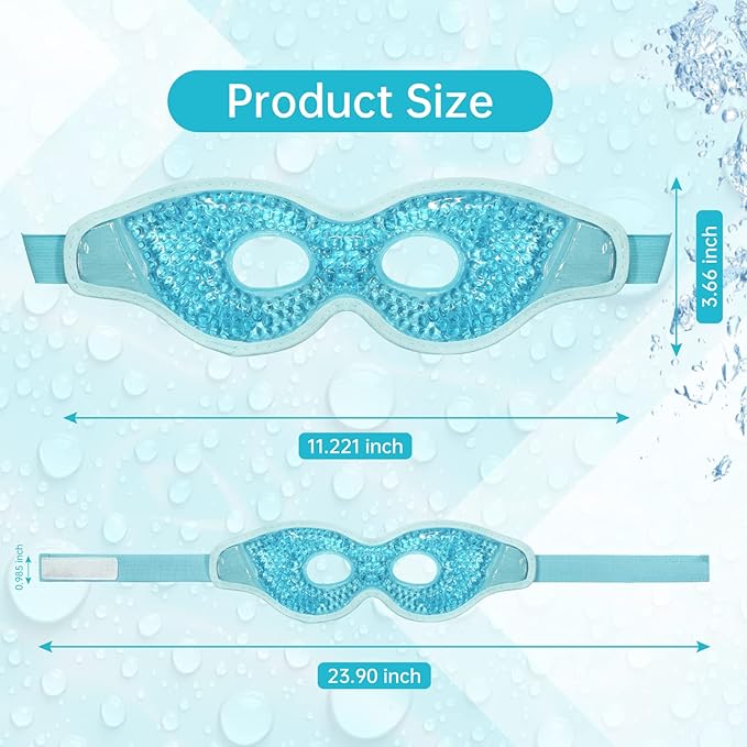 2 PCS Ice Eye Mask Reusable Ice Pack Hot/Cold Compress Gel Cooling Mask for Puffiness/Dark Circles/Headaches/Migraines/Stress Relief (Blue)