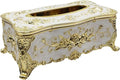 9.45"x5.43"x3.94" Luxurious Rose Tissue Box with Imitation Diamonds, Embossed Flowers, Elegant Tissue Paper Holders for Home Toilet Bath Hotel,Gold-White