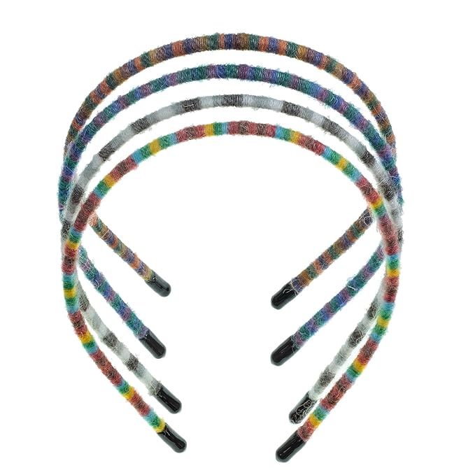 minihope Skinny Multicolor Headbands - Assorted Colors for All Hair Types - Instant Style, Pain-Free Wear - Durable, Adjustable, 4 Pack - Women, Men, Boys, Girls.