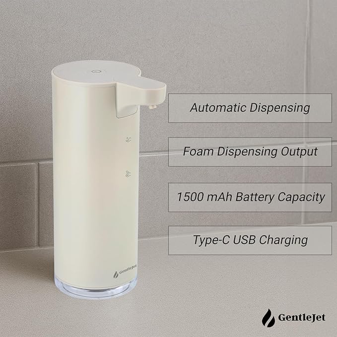 EasyFoam Automatic Foaming Soap Dispenser – Touchless Sensor, USB-C Rechargeable, 304 Stainless Steel, IPX5 Waterproof for Bathroom Kitchen Sink, 280 ml