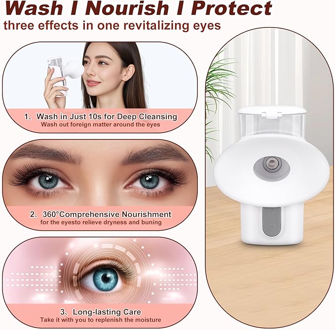 Eye Steam Sprayer, Mini Eye Mist Steam Sprayer, 3 Adjustable Temperature, Upgraded Portable Eye & Face Hydration Soother for Moisturizing & Cleaning