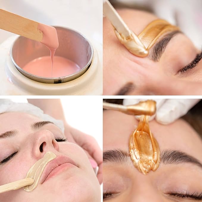 Mibly 200 Pcs Wooden Wax Sticks - Eyebrow, Lip, Nose Small Waxing Applicator Sticks for Hair Removal and Smooth Skin - Spa and Home Usage