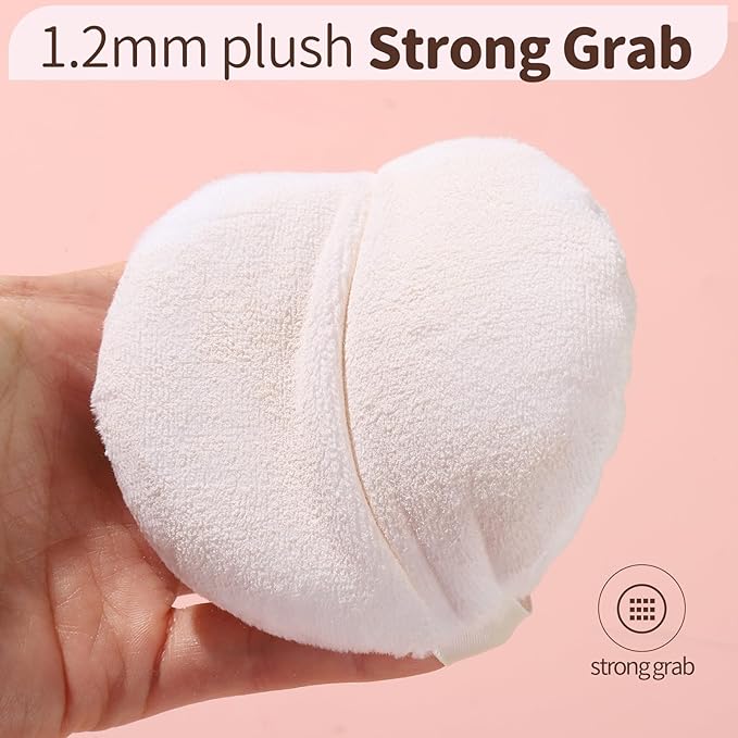 Teenitor 2pcs Powder Puff 3.54inch Medium Body Powder Puff for Body Powder and Container White