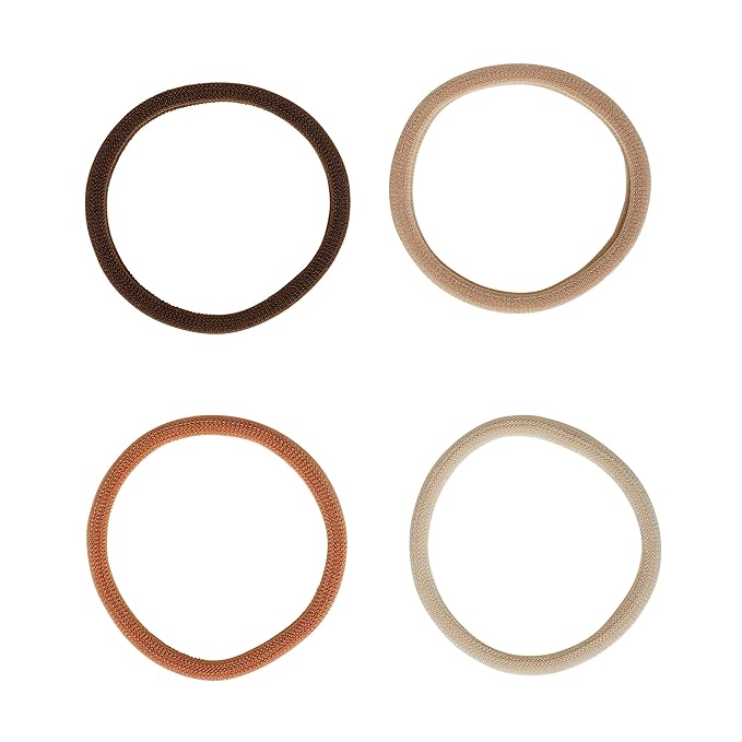 Goody Ouchless Sweater Hair Ties, 8 Ct Warm Tones, Gentle, Secure & Damage-Free Elastic Bands for All Occasions, No Snag or Pull Styling Accessories for Women & Men, For Thick Hair