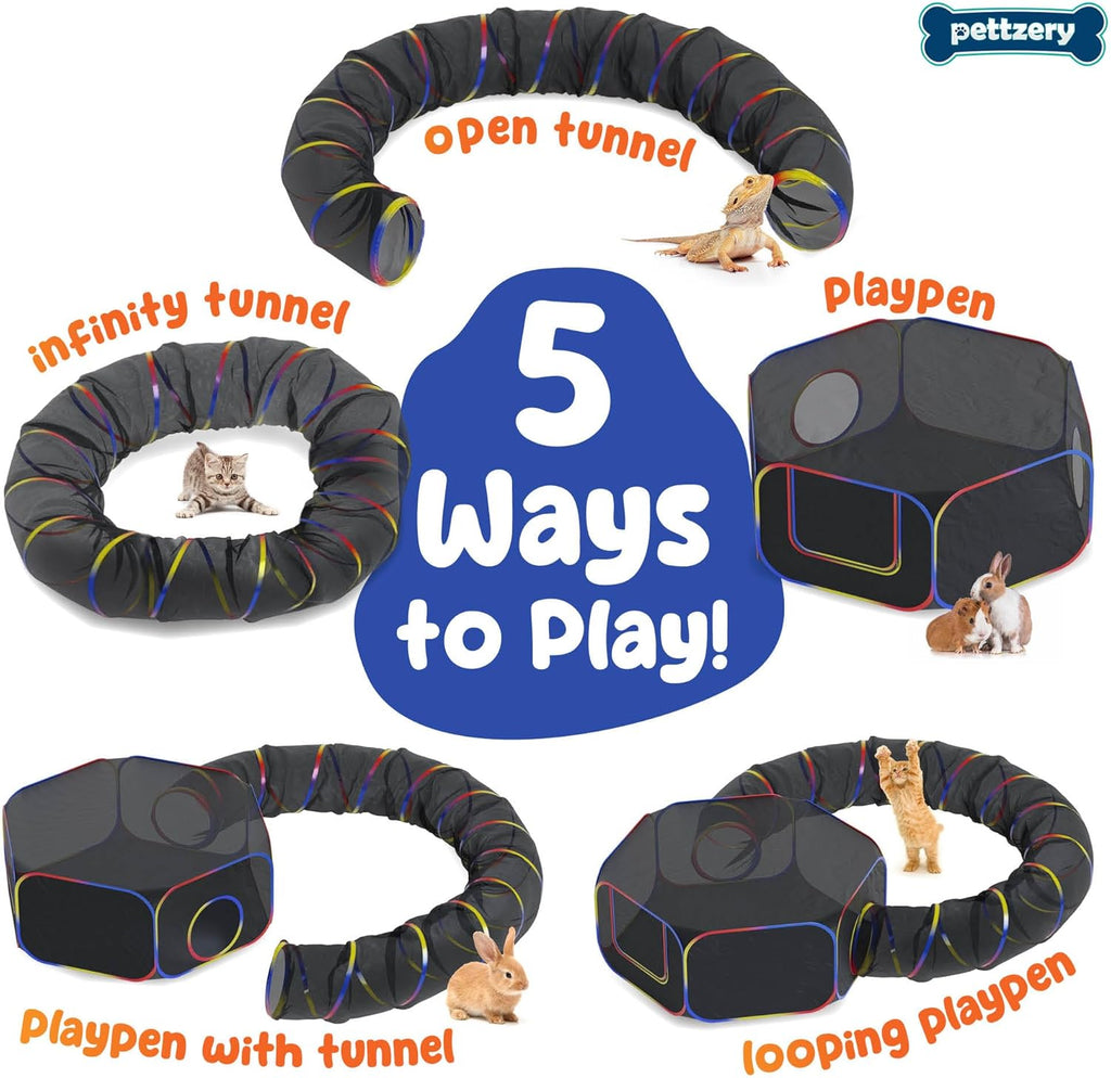 Outdoor Cat Enclosure - Portable Catio Playground for Cat Run, Kitty and Small Animals - Tent & Tunnels for Outside and Indoor Play