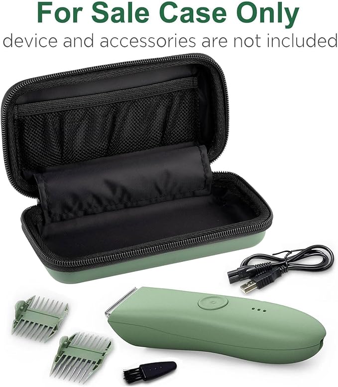 Trimmer Case, Razor Storage Bag Shaver Travel Hard EVA Storage box for Electric Trimmer and Accessories - Case Only (Green)