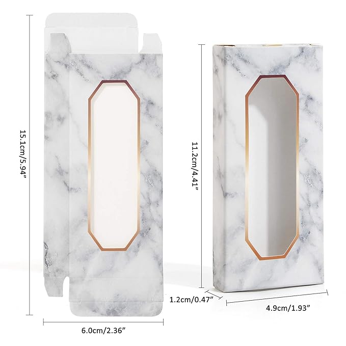 MAGEFY 30 Pieces Eyelashes Packaging Box, Empty Eyelash Boxes Lash Box Packaging Marble Paper Eyelash Storage Box Soft Paper Lash Case