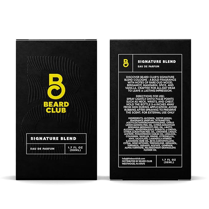 The Beard Club Signature Blend Mens Cologne – Eau de Parfum Spray 1.7 Fl Oz (50ml) Cologne for Men – Long Lasting Fragrance - Bergamot, Pineapple, Cedarwood & Vanilla – Bold Masculine Perfume for Men