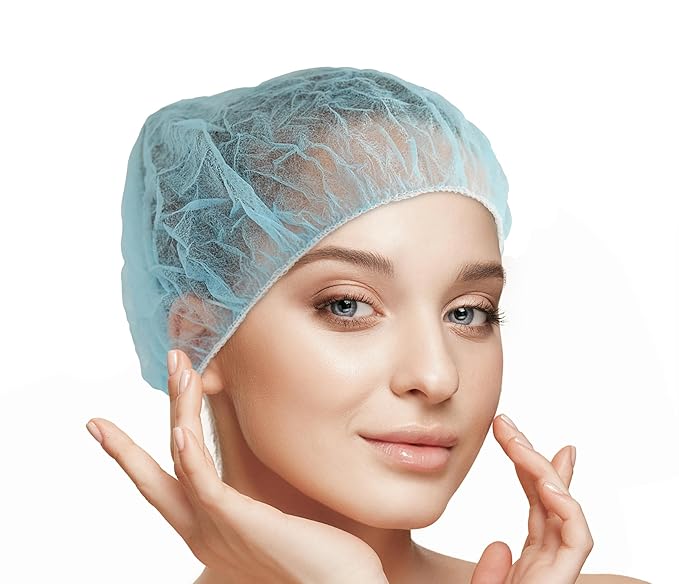21" Disposable Bouffant Caps | Pack of 100, Blue | Hairnets, Non-Woven, Non-Pleated Head Hair Covers |For Medical, Labs, Nurse, Tattoo, Food Service, Hospital, Cooking - Size 21" Blue