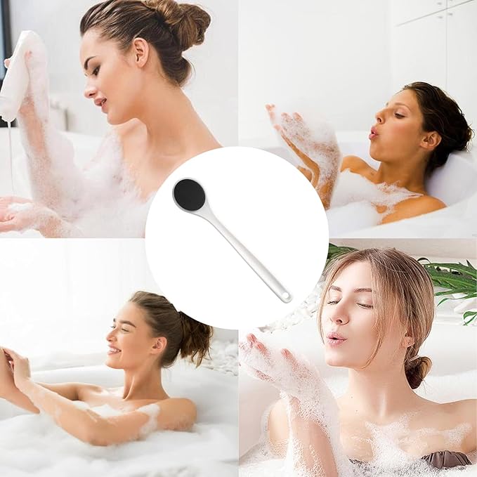 Back Lotion Applicator, Shower Body Brush for Cleaning with Long Handle, Comfortable Grip Back Massage Scrubber for Women or Men