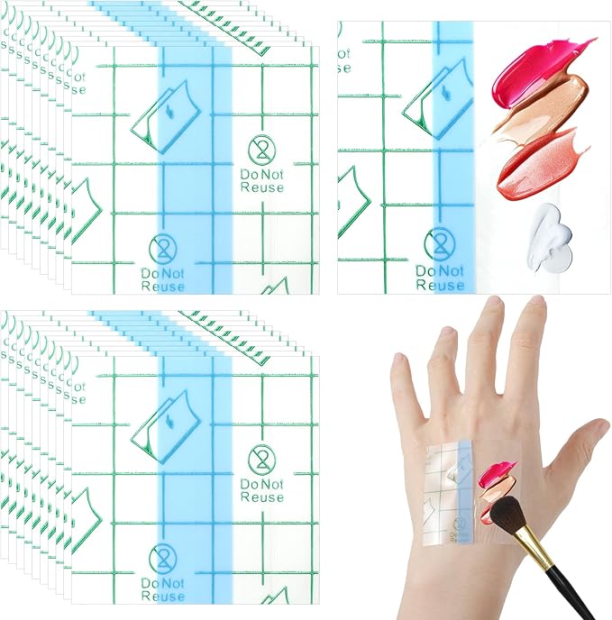 50 Pieces Makeup Hand Palette Single Use Makeup Mixing Palette Professional Makeup Artist Must Haves Disposable Transparent Waterproof Cosmetic Tray Adhesive Tape for Women and Girls (50)