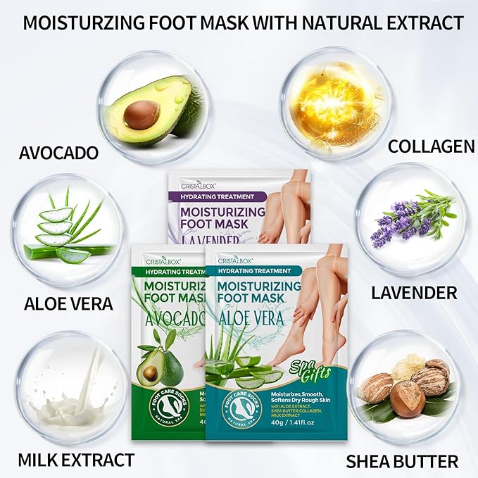 5 Pack Moisturizing Foot Mask,Hydrating Foot Masks for Dry Cracked Feet,Moisturizing Socks Dry Skin Moisturizer for Soft and Smooth Touch Feet,Foot Care Spa Gifts for Women Men Easter Basket Stuffers