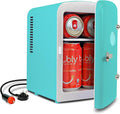 Koolatron Retro Mini Fridge 4 Liter Green Portable Refrigerator for Bedroom Office Dorm Skincare Table Top Beverage Cooler Travel Bottle Warmer Kimchi Fridge Car Outdoor Patio 6 Can Capacity