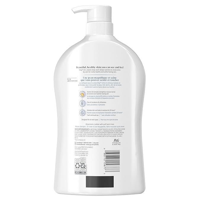 Olay Body Wash for Women, Ultra Moisture, For Extra Dry Skin, 24hr Moisturizing, Hydrating & Refreshing, B3 Vitamin Complex, Free of Parabens & Phthalates, Scented, 33 fl oz
