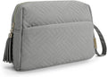 BAGSMART Makeup Bag, Elegant Roomy Cosmetic Pouch for Purse,Travel Zipper Pouch,Water-resistant Toiletry Bag,Makeup Accessories Organizer, Grey