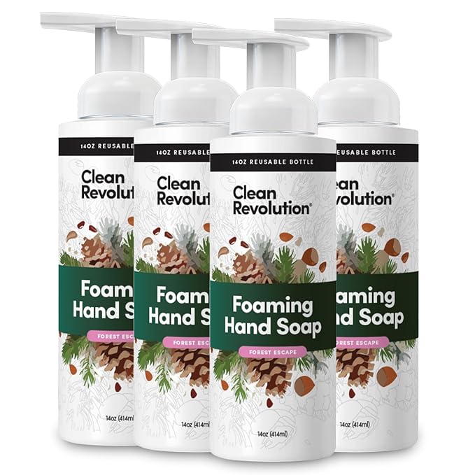Clean Revolution Foaming Hand Soap. Ready to Use Formula. Forest Escape. 14 oz, Pack of 4