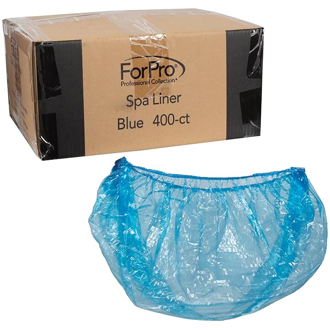 ForPro Professional Collection Spa Liners, Fit All Pedicure Spas, Disposable Liners, Blue, 400-count