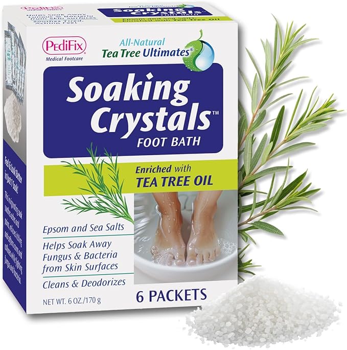 PediFix Soaking Crystals Foot Bath – 6 Packets – Therapeutic Foot Soak with Tea Tree Oil & Epsom Salt for Sore, Tired, Achy Feet