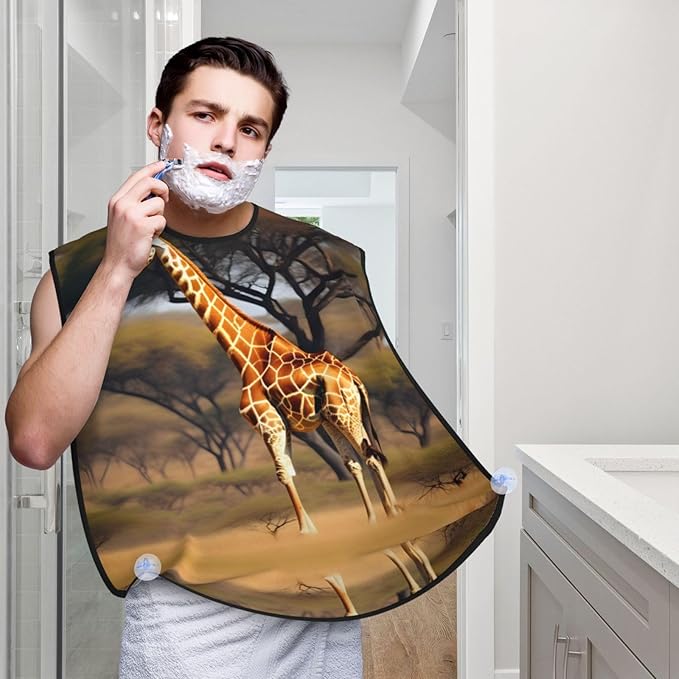 Fall Pumpkin Print Beard Bib Shaving Apron, Beard Hair Trimming Cape Gift For Dad