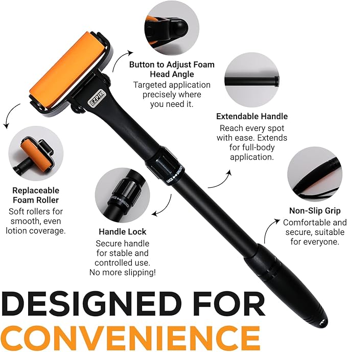EZPIK Lotion Applicator for Back, Extendable up to 23" - Curved Design Back Lotion Applicator for Elderly/Seniors with Limited Mobility, Lotion Stick & Sunscreen Applicator for Skin Cream, Oils & More