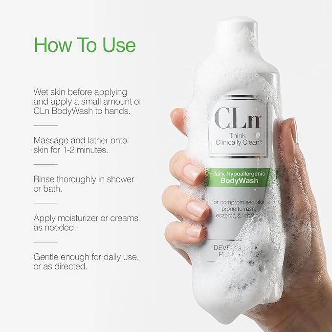 CLn® BodyWash –Non-Drying Body Wash, For Compromised Skin Prone to Eczema, Dermatitis, Rash & Hidradenitis Suppurativa, Fragrance-Free & Paraben-Free, 8 fl oz.