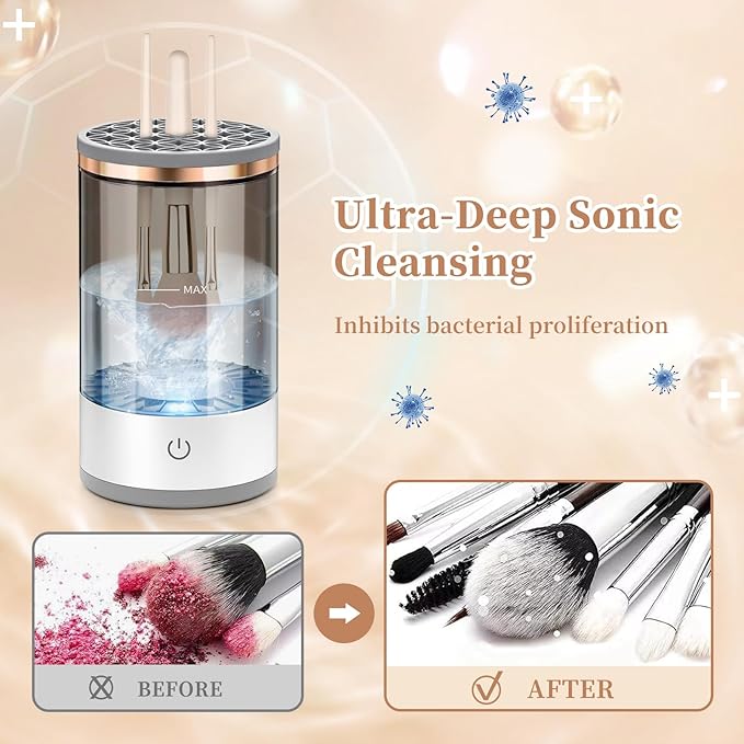 Electric Makeup Brush Cleaner, Quick Efficient Machine for Deep Cleaning All Types of Brushes, Portable Compact Design for Travel Home Use, for Makeup Lovers & Professionals - Pink