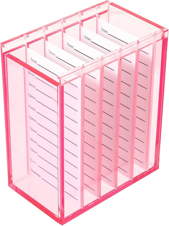 Cabilock 5-layer Acrylic False Eyelash Storage Box Large Lash Organizer Case for Travel and Makeup with Sturdy Lash Holder in Rose Red