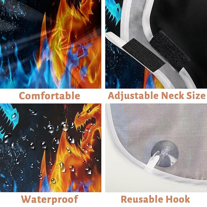 Dragon Water Fire Beard Bib Apron,Beard Hair Catcher,Non-Stick Beard Shave Cape,Shaving Trimming Non-Stick Waterproof Grooming Gifts for Dad Men Him Boyfriend