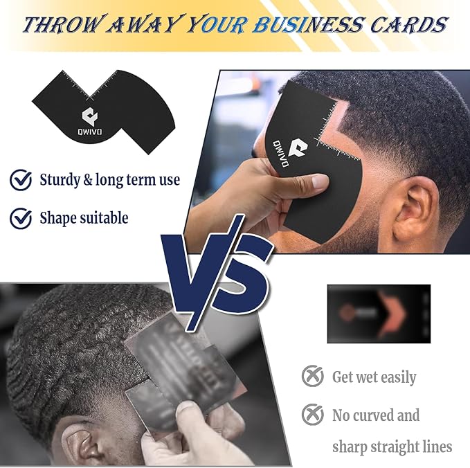 Color Enhancement Barber Card with Measurement indicators, Easy to Clean Hairline Maker for Barber Shape, Reusable Beard Line Up Tool, Color Spray Edge Hair Liner Card (Black-C)