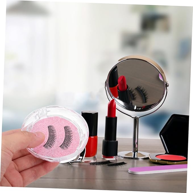 FRCOLOR 3 Pcs Eyelash Storage Boxes with Crystal Glitter Base Cards Portable False Eyelash Cases for Travel and Makeup Organization for Clean and Safe Storage