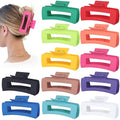 4.1 Inch Jumbo Claw Clips for Thick Hair - 12 Pcs Square Hair Accessories for Women and Girls - Dopamine