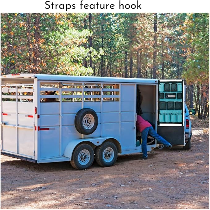 Equine Long Trailer Door Caddy - Horse Trailer Door Caddy Grooming Bag Stall Organizer - Horse Equipment Trailer Door Caddy Storage Bag - Trailer Grooming Bag Door Caddy Organizer