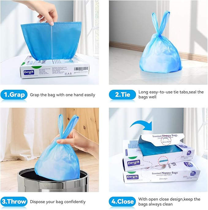 Personal Care Sanitary Disposal Bags (90 counts), Scented | for Sanitary Tampons, Pads, Liners, Wipes,Women Period Disposal | No Mess, Odor-Reducing,Hygiene Bags, Blue
